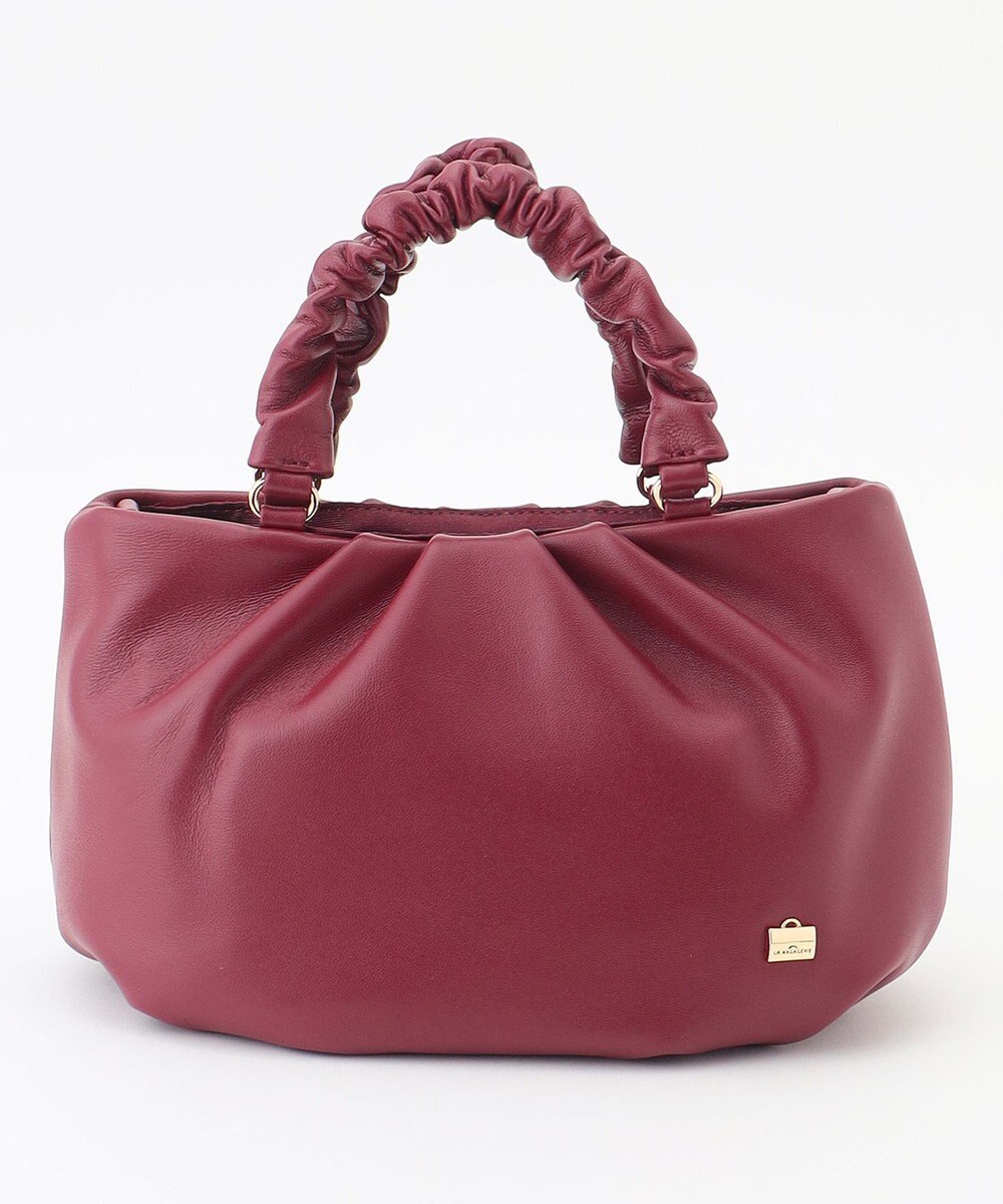 LA BAGAGERIE シープレザー ギャザーハンドル2wayラウンドトートバッグ 