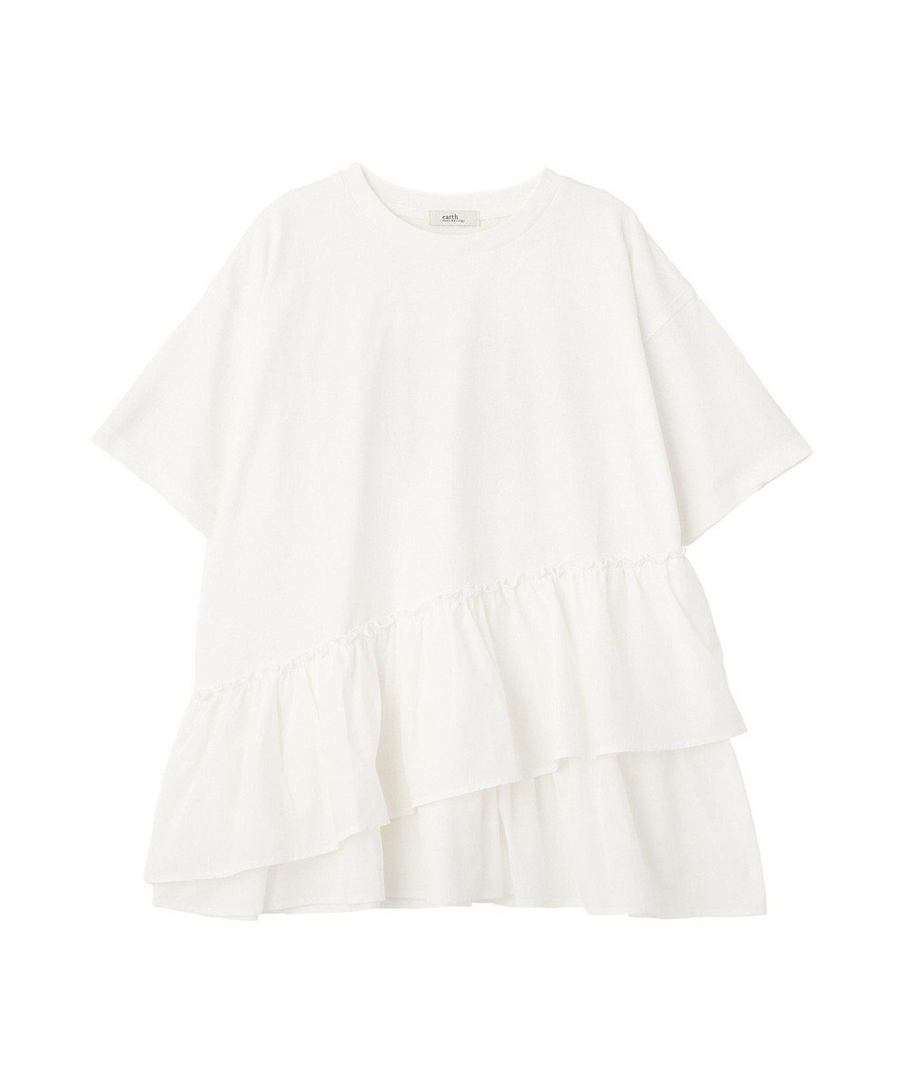 earth music&ecology 異素材ドッキンググラフィックTシャツ 
