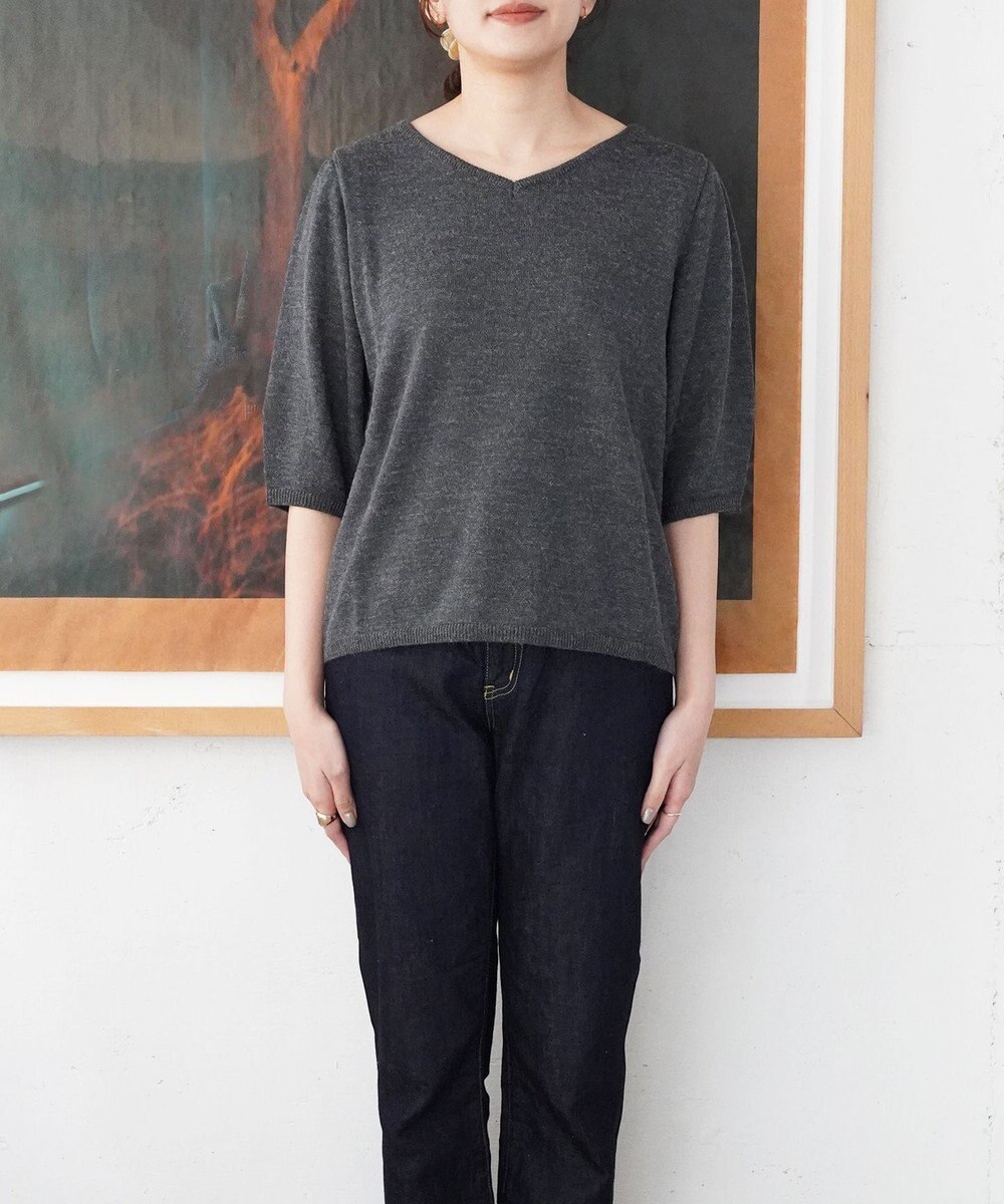 TOQUE 〈大草直子さんアドバイザー〉【天然素材】アルパカシルクニット5分袖 