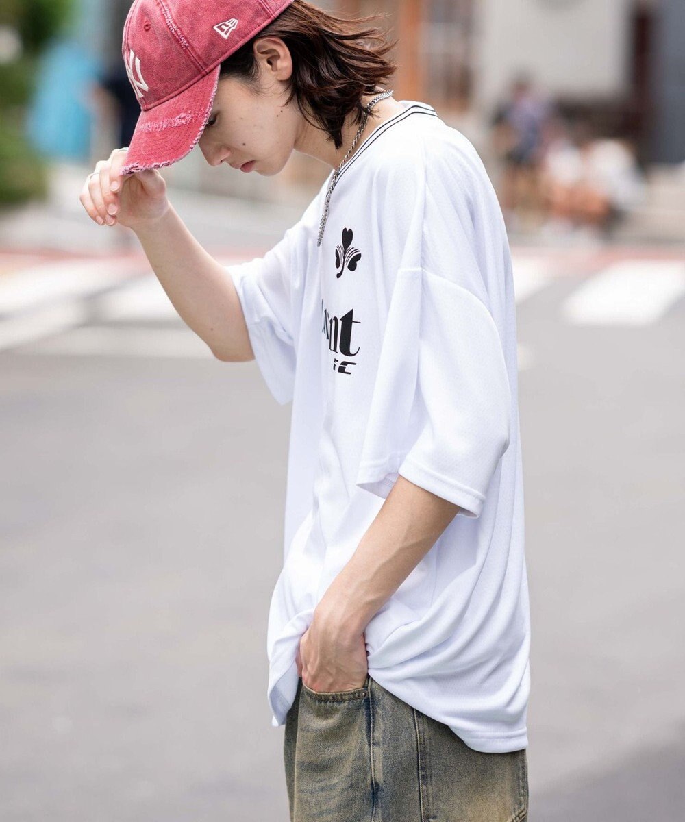 WEGO 【２点セット/ユニセックス着用ITEM/吸水速乾】アクセ付きメッシュロゴT（SS） 