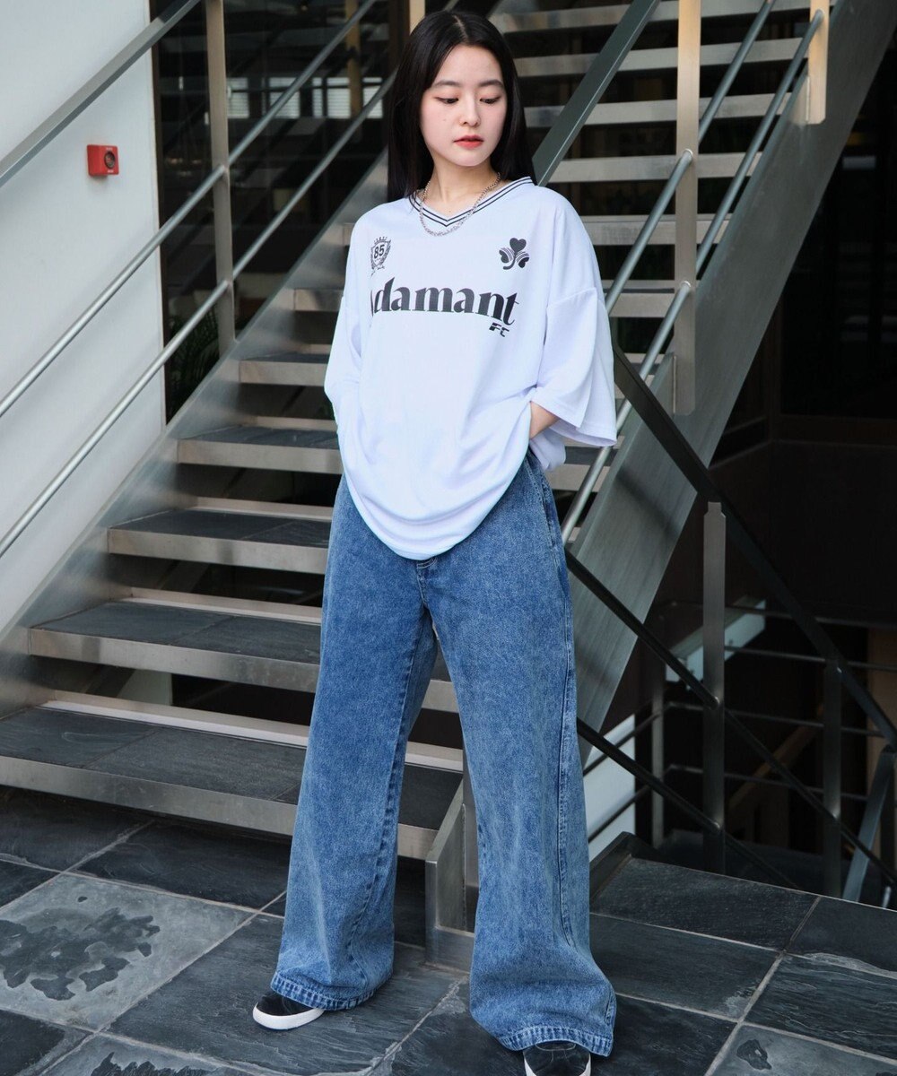 WEGO 【２点セット/ユニセックス着用ITEM/吸水速乾】アクセ付きメッシュロゴT（SS） 