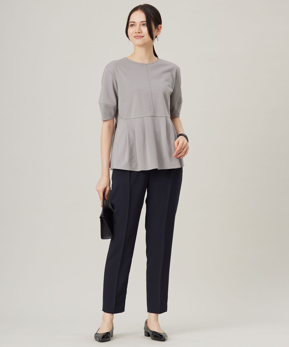 自由区 【接触冷感・UVカット・吸水速乾・抗菌防臭・洗える】ハイツイストポンチペプラム カットソー 