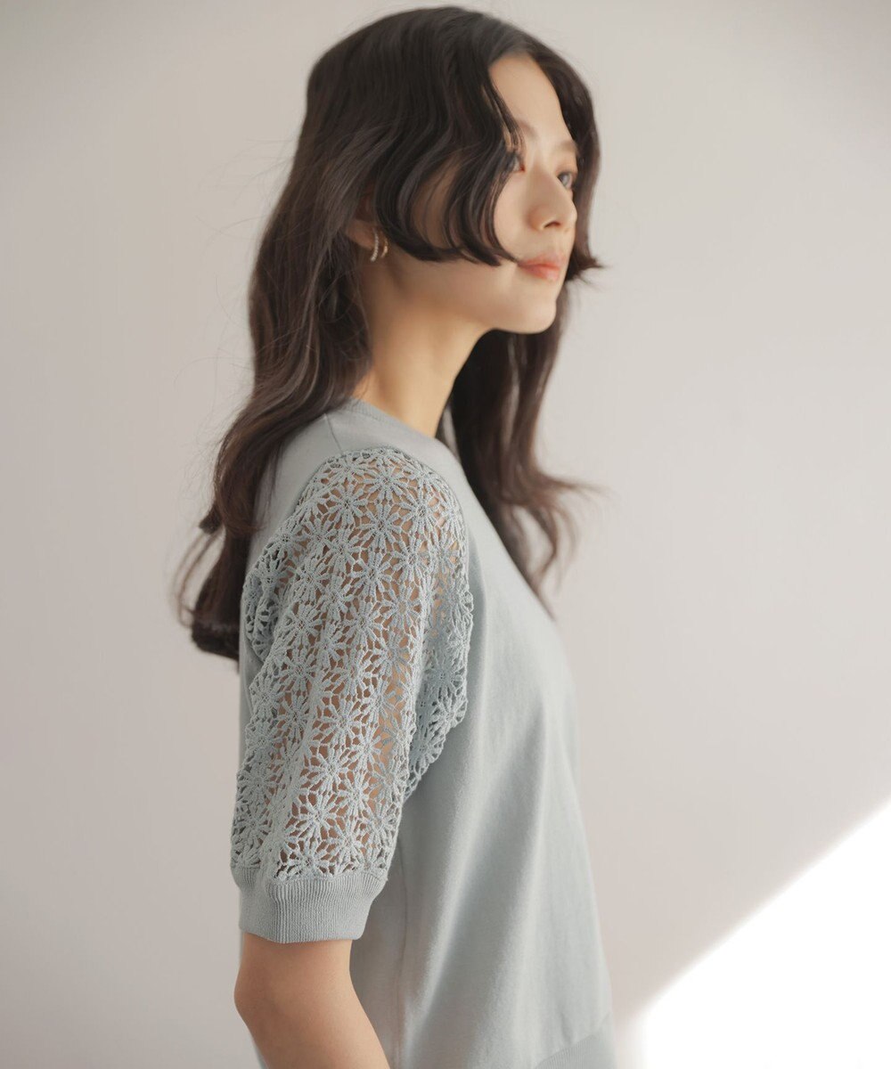組曲 【先行予約】コットンフラワーレーシープルオーバー ニット 