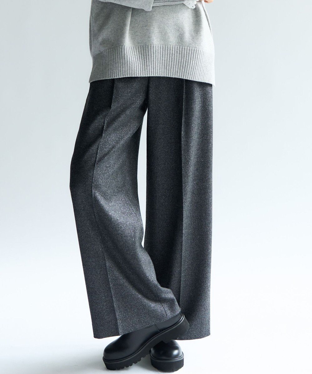 23区 S ラメミックスツイード タック ワイド パンツ 