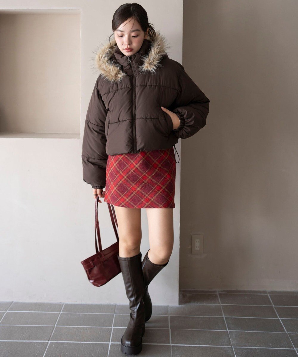 WEGO 【25年秋冬新作/SMサイズ展開】2WAYファーフードショートパファーブルゾン 