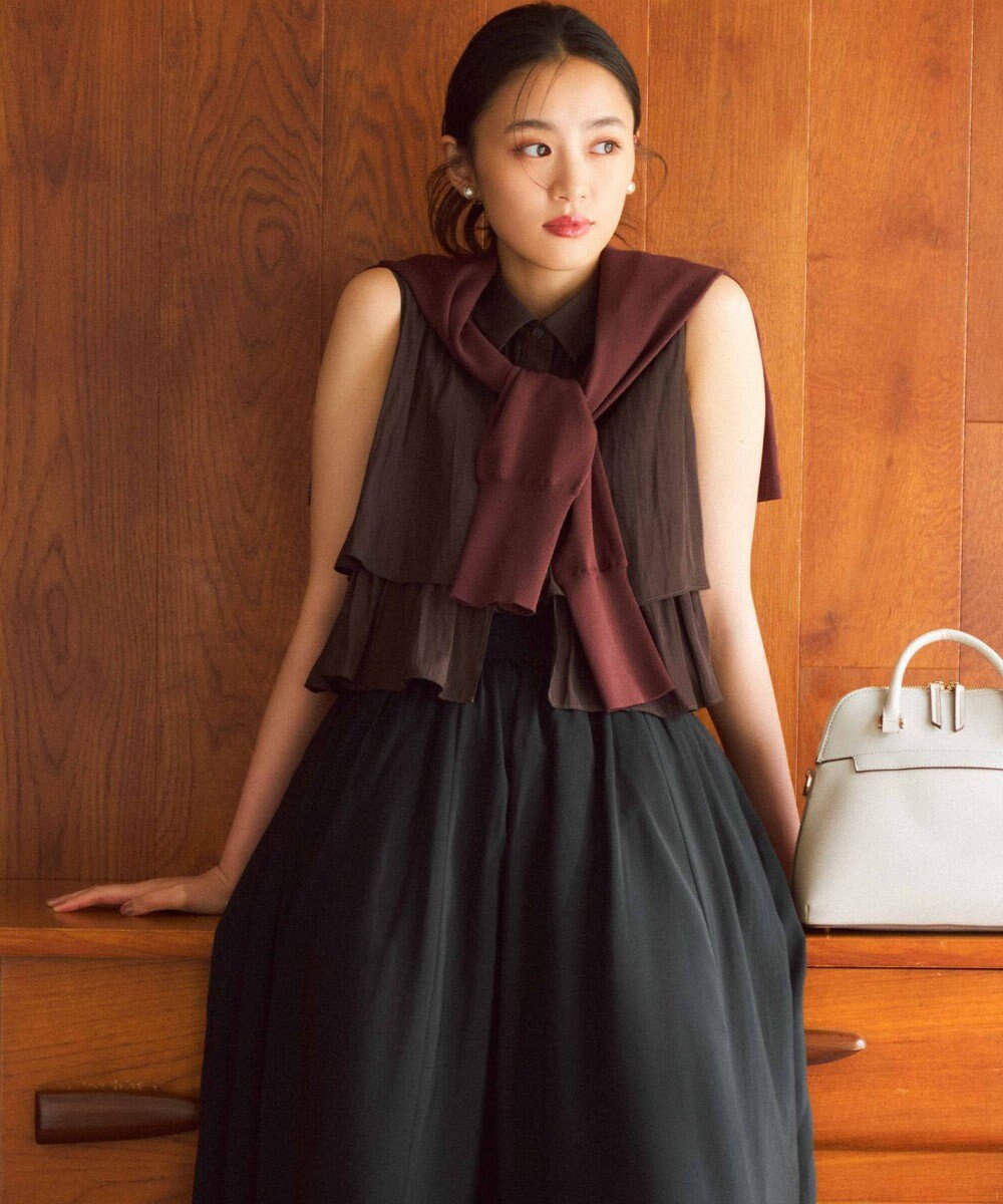 組曲 S 【入江未悠さんコラボ】ギャザーライトデシンティアード ブラウス 