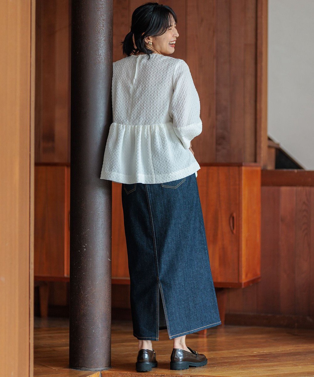 23区 【一部店舗限定/洗える】プレザンスジャカード ペプラム ブラウス 