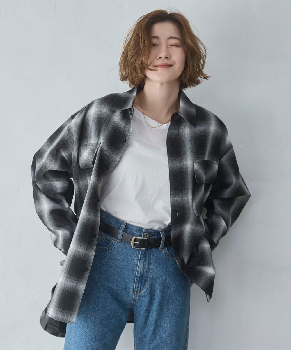 WEGO 【ユニセックス着用ITEM/SMLサイズ展開】オンブレチェックシャツ（LS） 