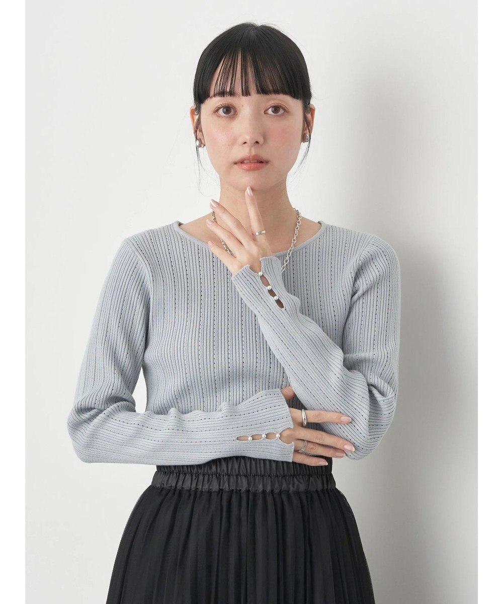 earth music&ecology ランダムリブパールニットプルオーバー 