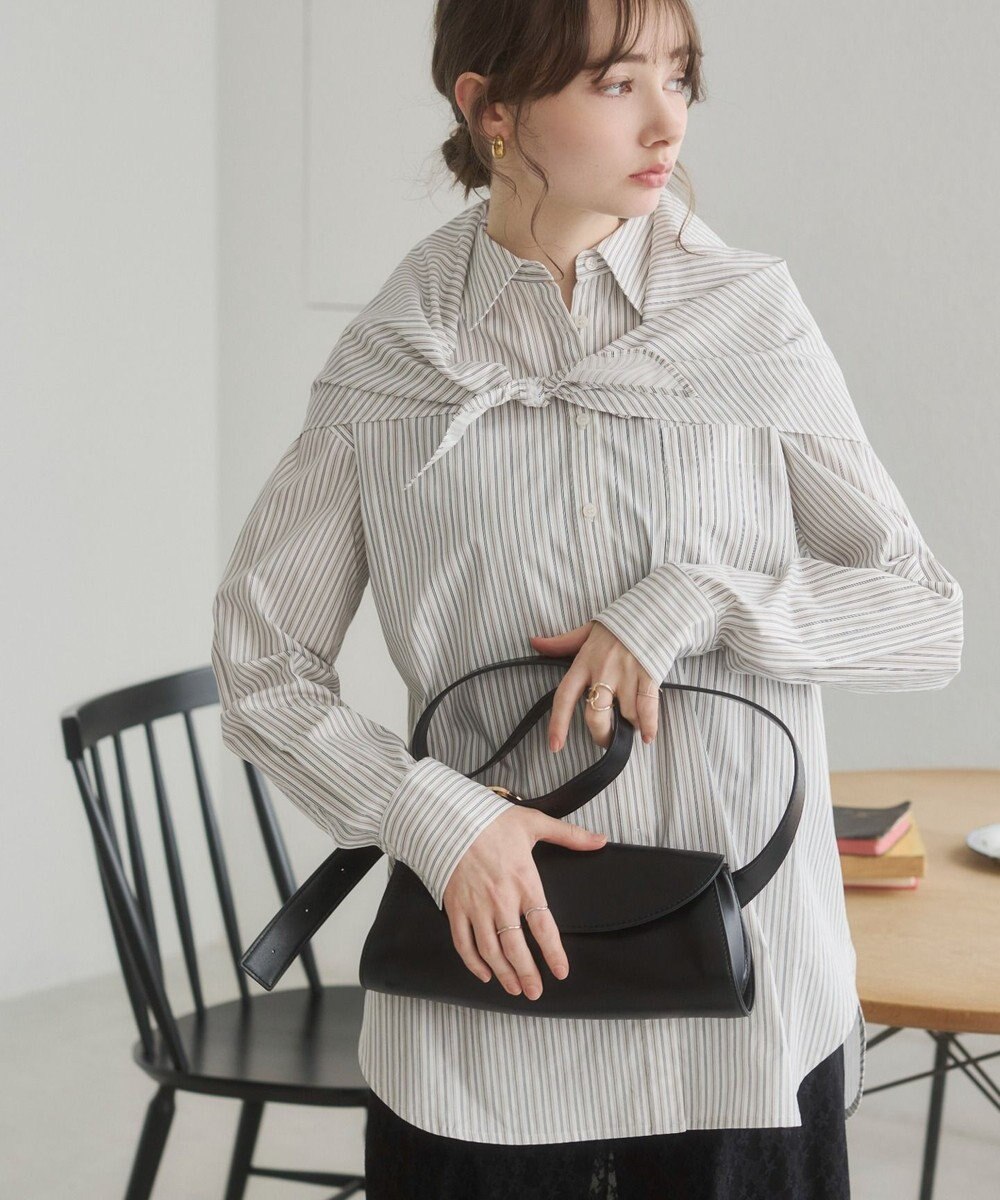 WEGO 【ANGIE VINTAGE】スカーフ付きオーバーサイズストライプシャツ 
