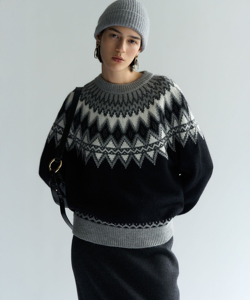 23区 【洗える】ジャガード クルーネック ニット 