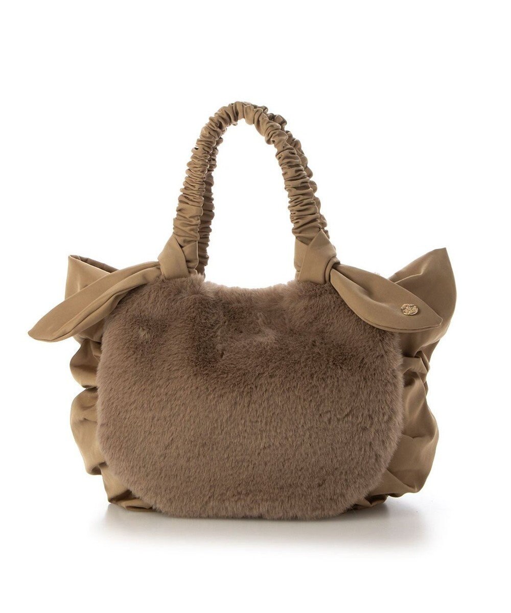 UNBILLION カシュカシュ cachecache / 下がりリボンエコファーコンビラウンドトート 