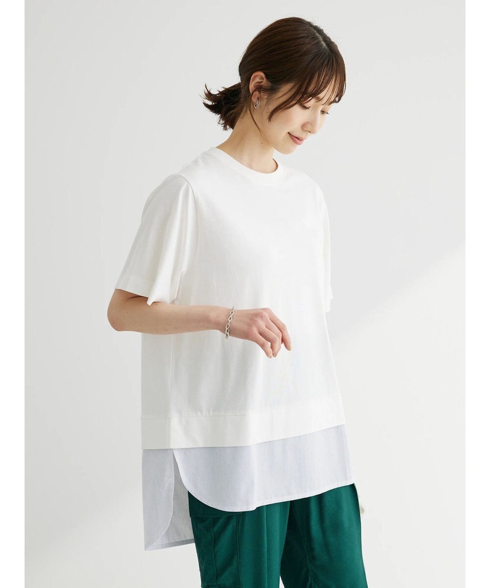 Green Parks 布帛レイヤー半袖チュニック 