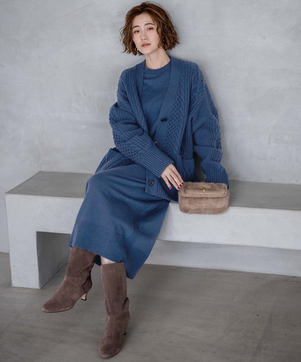 23区 【洗える】ウールカシミヤ ニットワンピース 