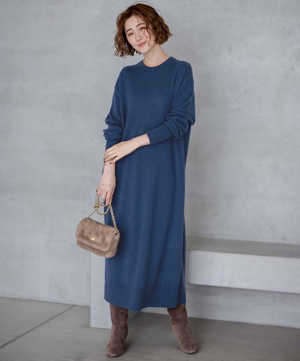 23区 【洗える】ウールカシミヤ ニットワンピース 