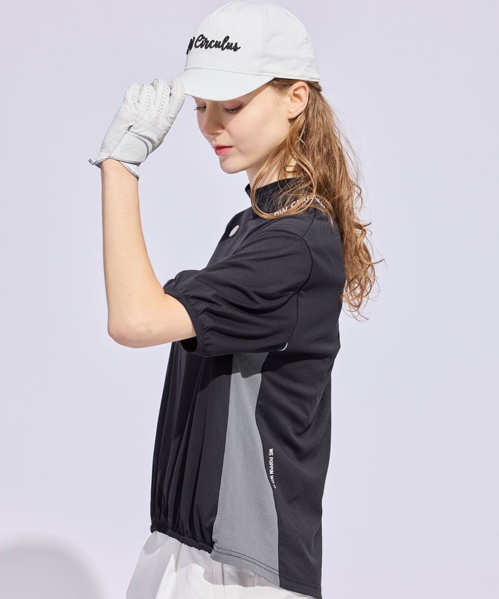 PW CIRCULUS 【WOMEN】パフスリーブメッシュコンビ モックネックT ゴルフウェア レディース 