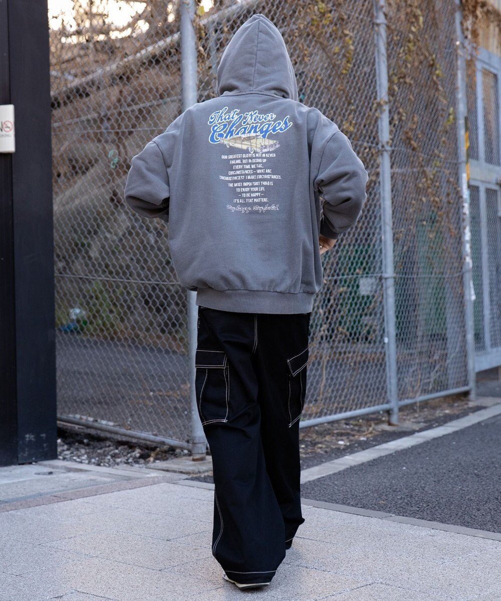 WEGO ピグメントグラフィックプルパーカー 