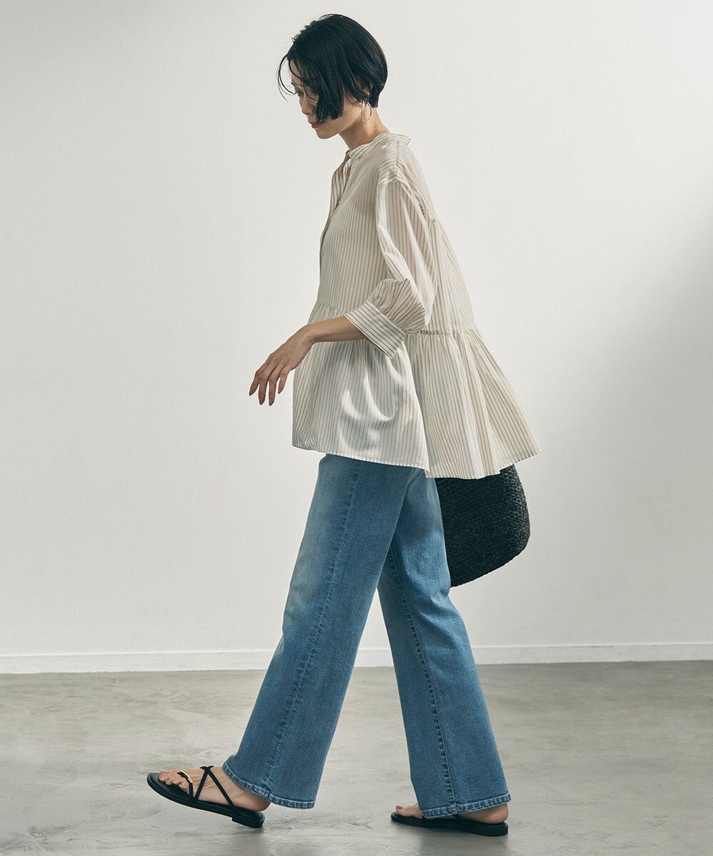 UNFILO ペプラム ギャザーブラウス 