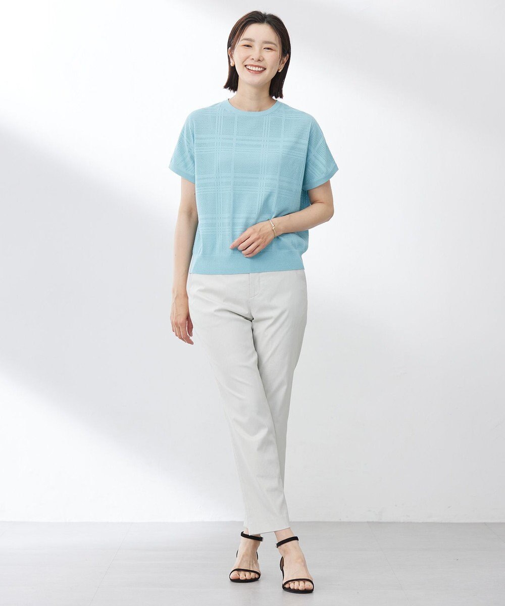 J.PRESS LADIES 【洗える】セルロースリネンストレッチ テーパード パンツ 