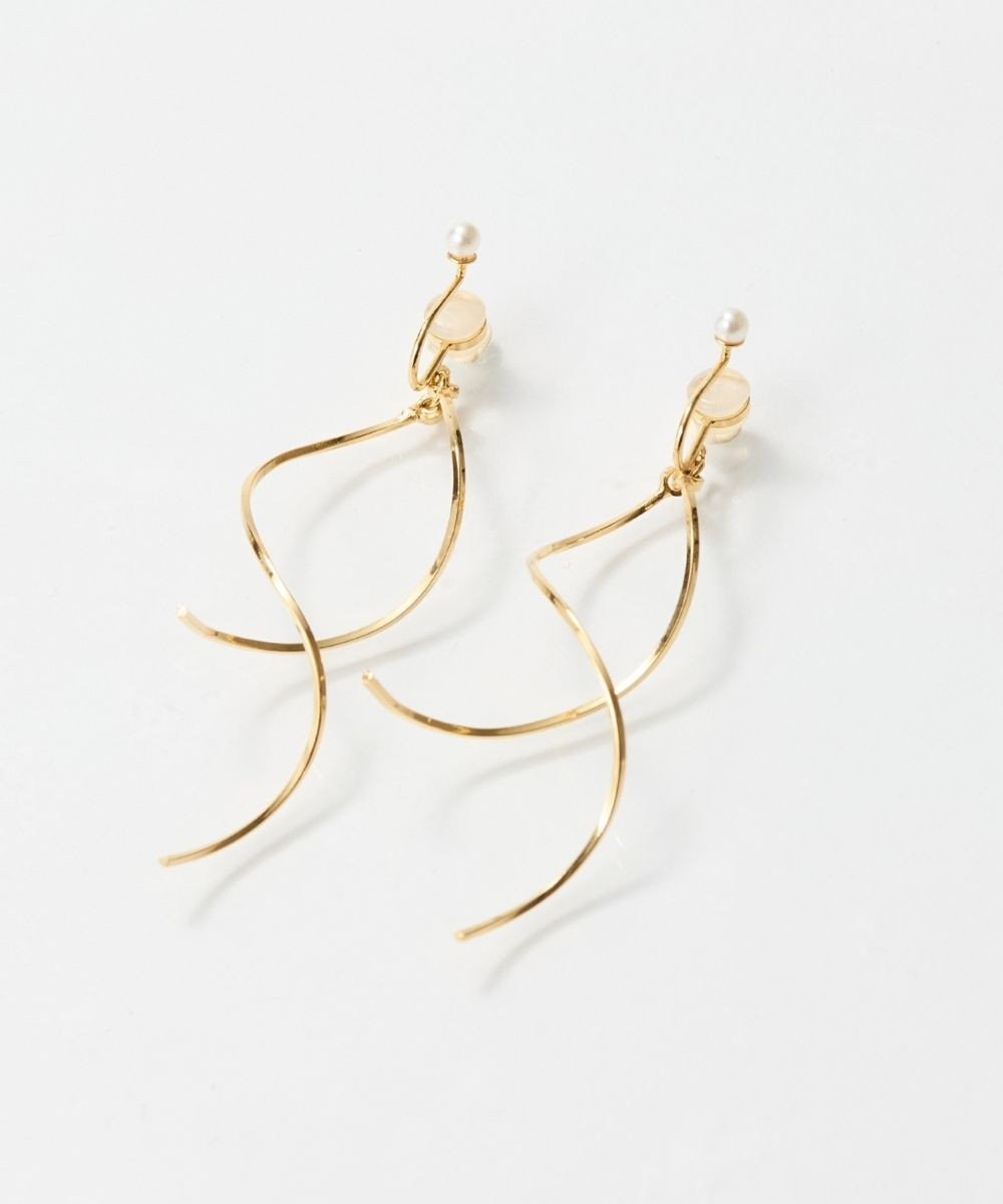 Phoebe 【限定セット】スリークハートネックレス×ロングツイストメタルパールクリップイヤリング 