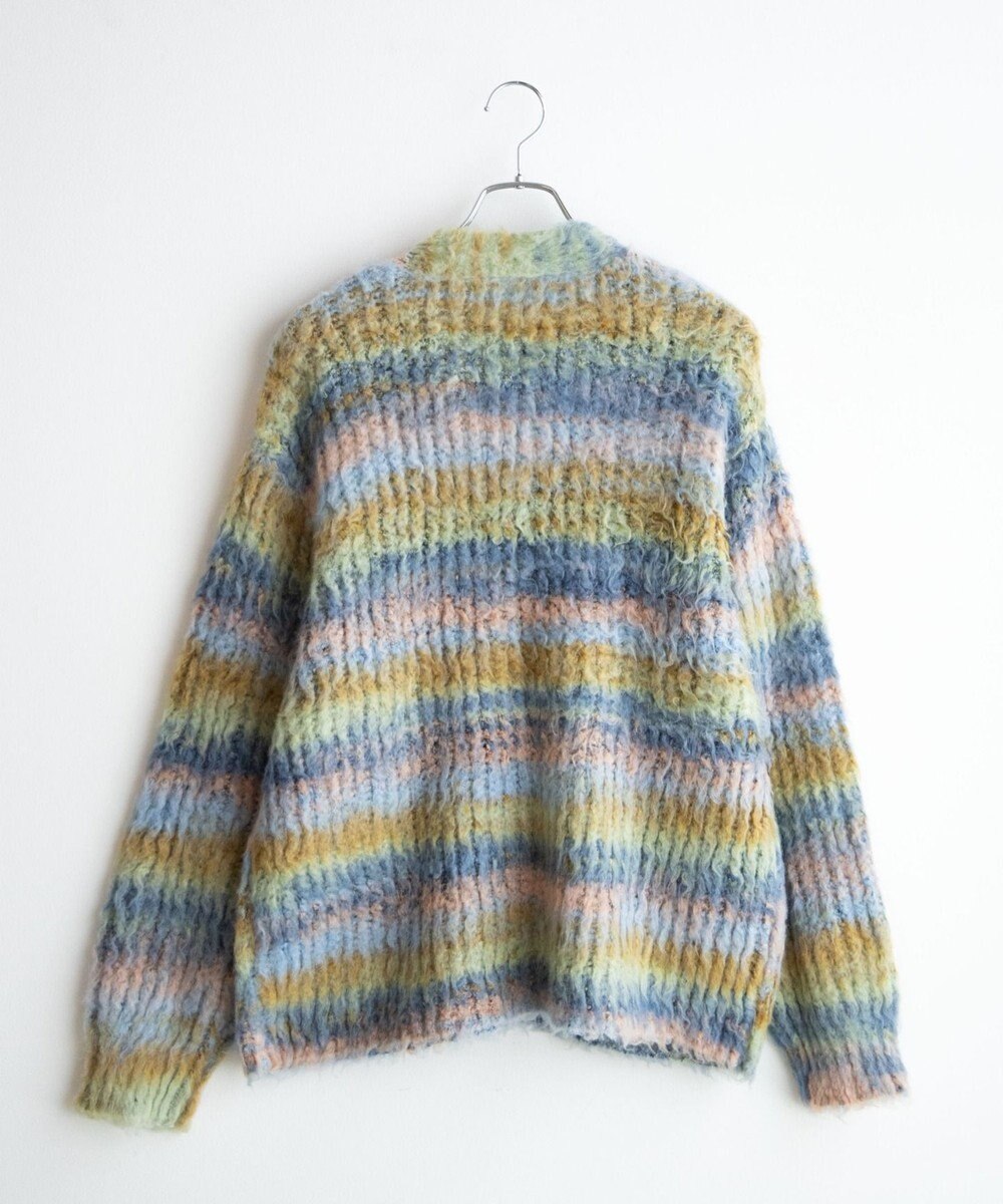 WEGO マルチボーダーブラッシュニットカーデ 