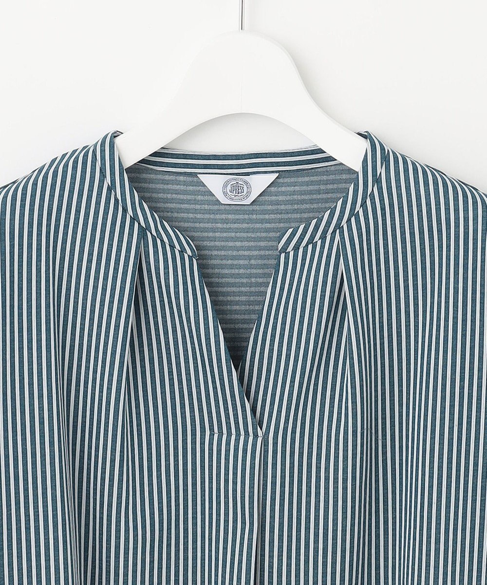 J.PRESS LADIES 【WEB限定】 ピンストライプジャージー バンドカラー カットソー 