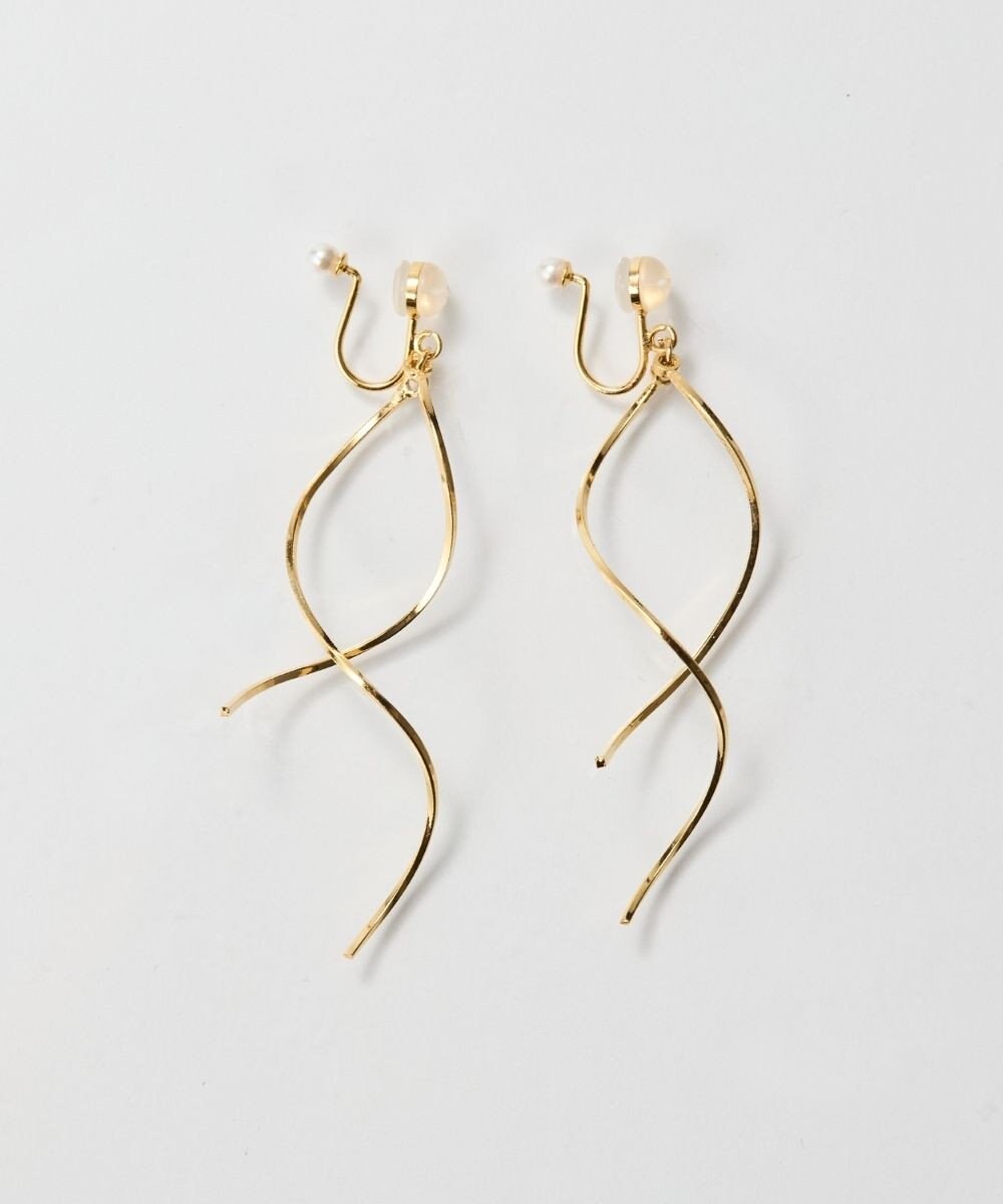 Phoebe 【限定セット】スリークハートネックレス×ロングツイストメタルパールクリップイヤリング 