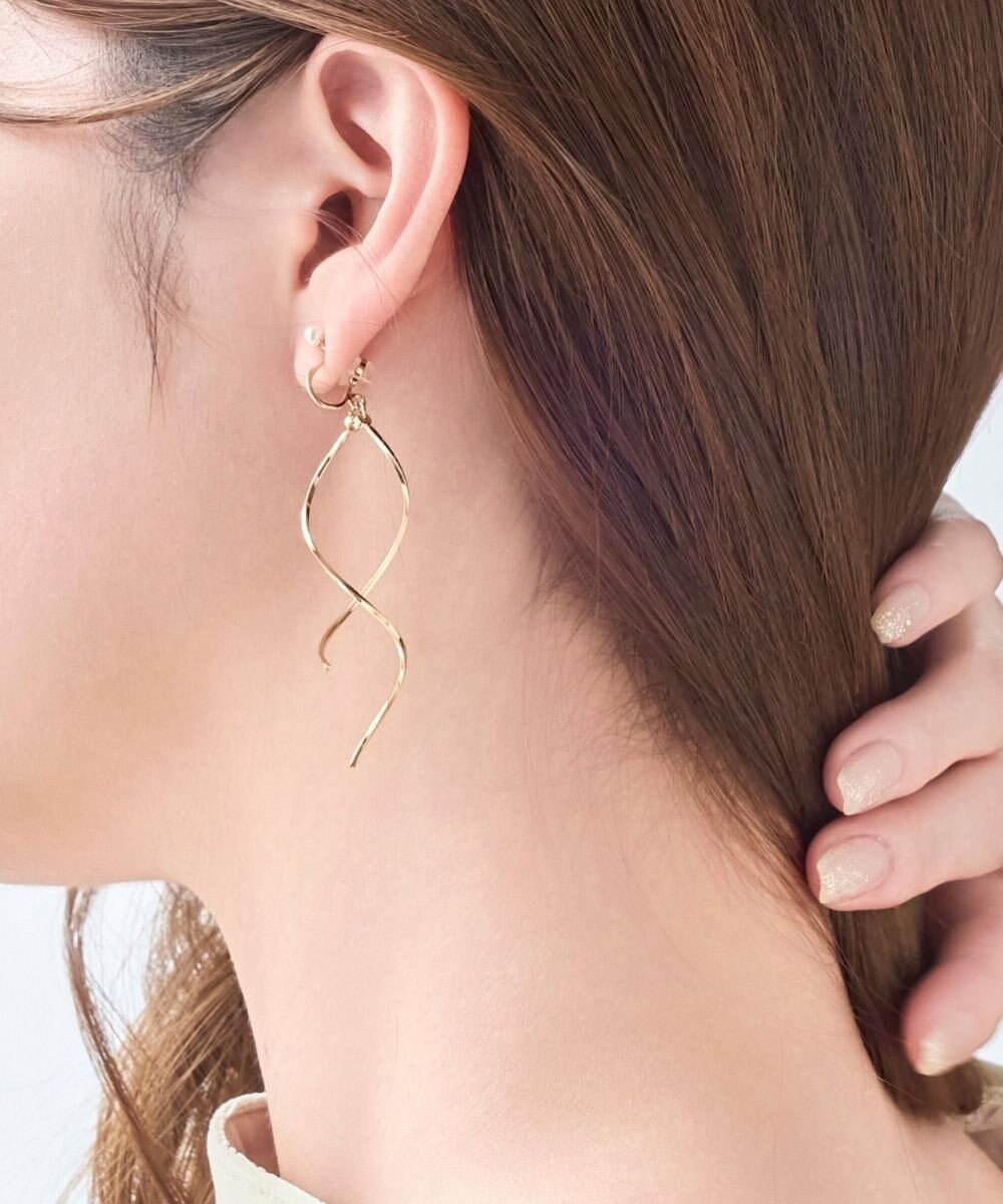 Phoebe 【限定セット】スリークハートネックレス×ロングツイストメタルパールクリップイヤリング 