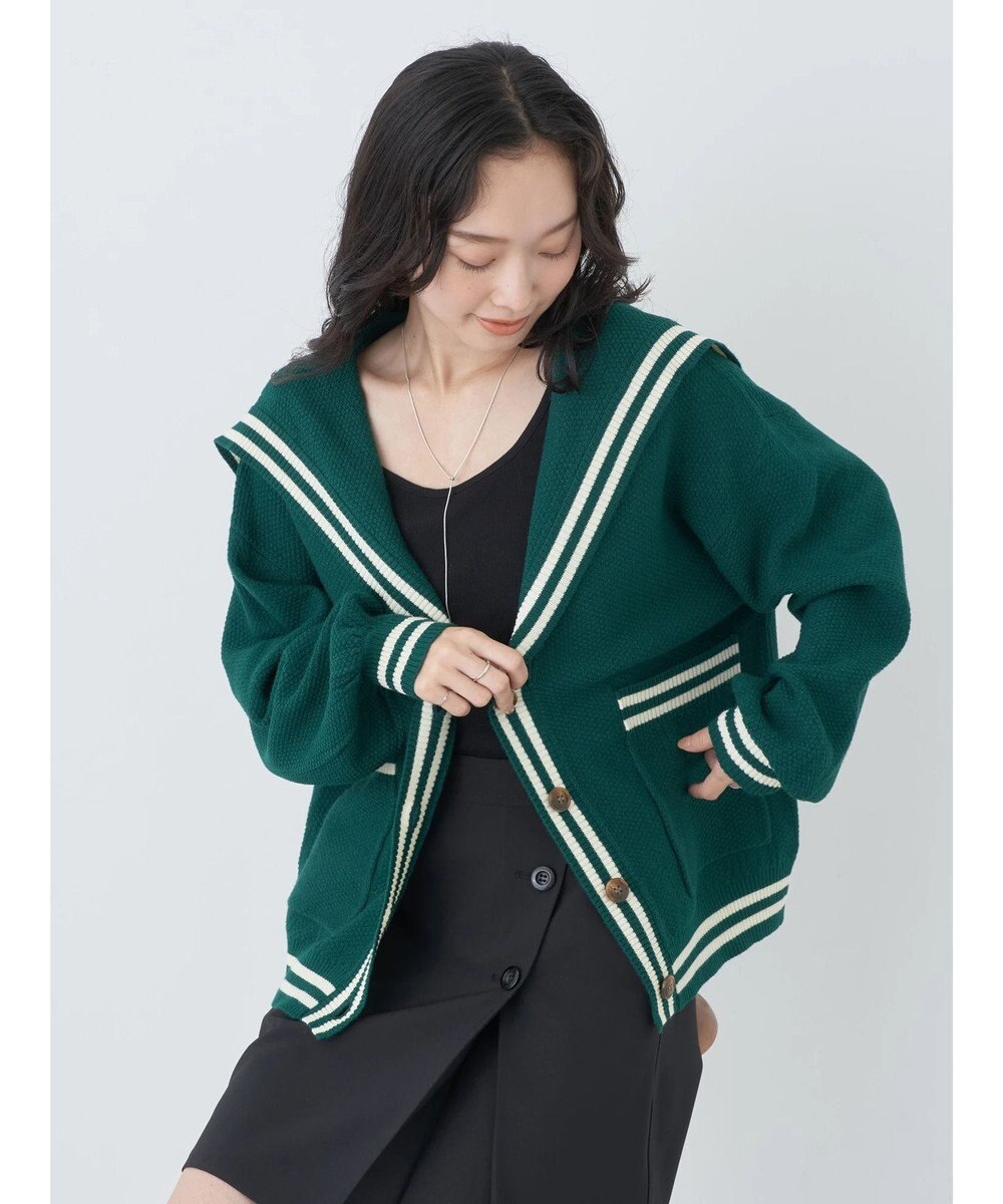 earth music&ecology セーラーニットカーディガン 