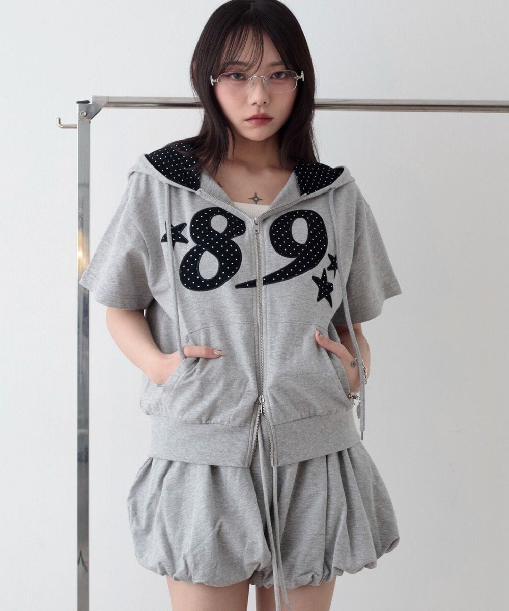 WEGO グラフィック半袖ZIPパーカー 