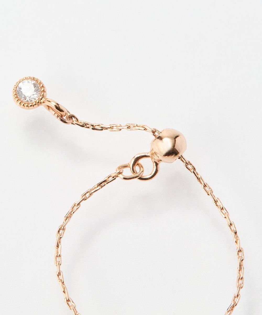 Phoebe ≪サイズ調整可能≫【金属アレルギー対応】プチベゼルストーンチェーンリング　シャンパンゴールド 