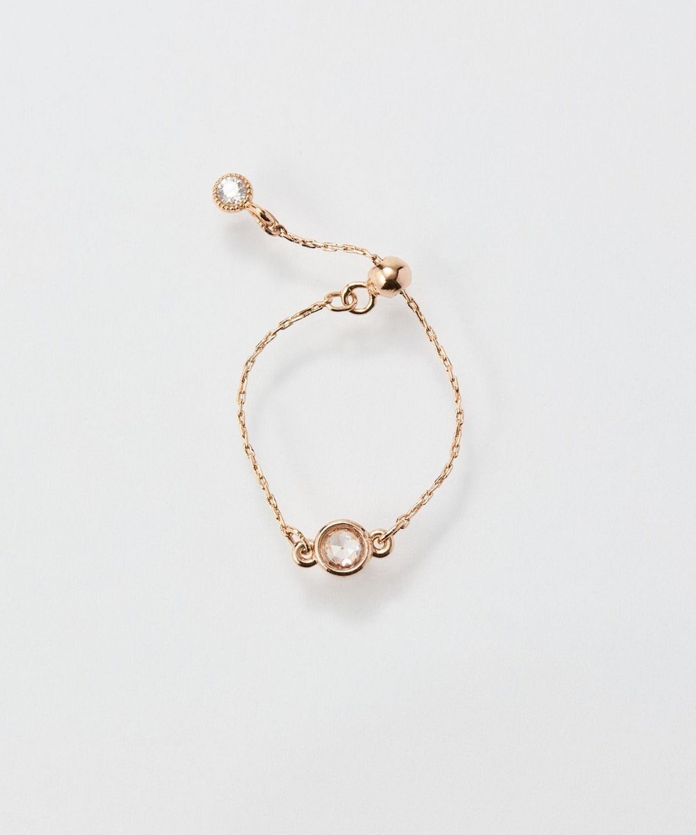 Phoebe ≪サイズ調整可能≫【金属アレルギー対応】プチベゼルストーンチェーンリング　シャンパンゴールド 