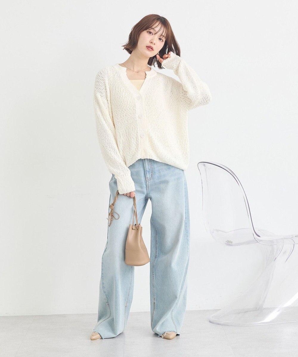 earth music&ecology 【予約】ぽんぽんスキッパーカーディガン 