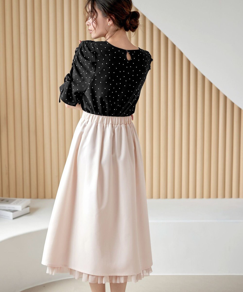 Tiaclasse 【洗える】レイヤードチュールフレアスカート 