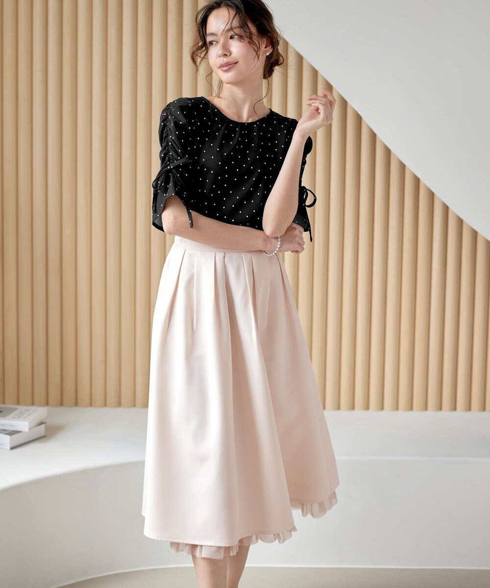 Tiaclasse 【洗える】レイヤードチュールフレアスカート 