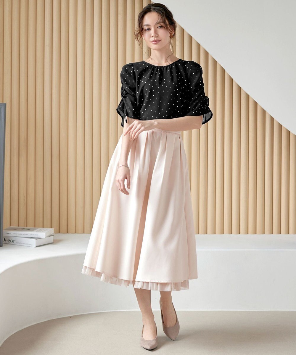 Tiaclasse 【洗える】レイヤードチュールフレアスカート 