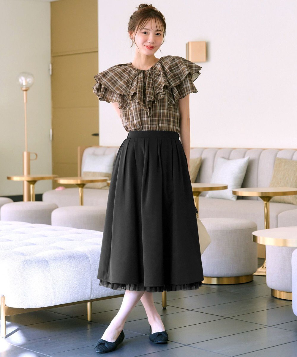 Tiaclasse 【洗える】レイヤードチュールフレアスカート 