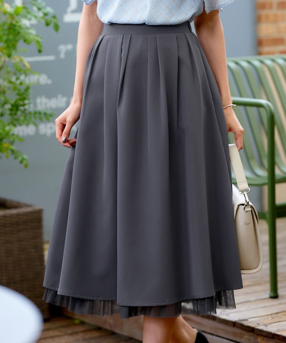 Tiaclasse 【洗える】レイヤードチュールフレアスカート 