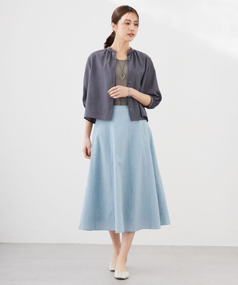 J.PRESS LADIES 【洗える】アセVis ギンガム スカート 