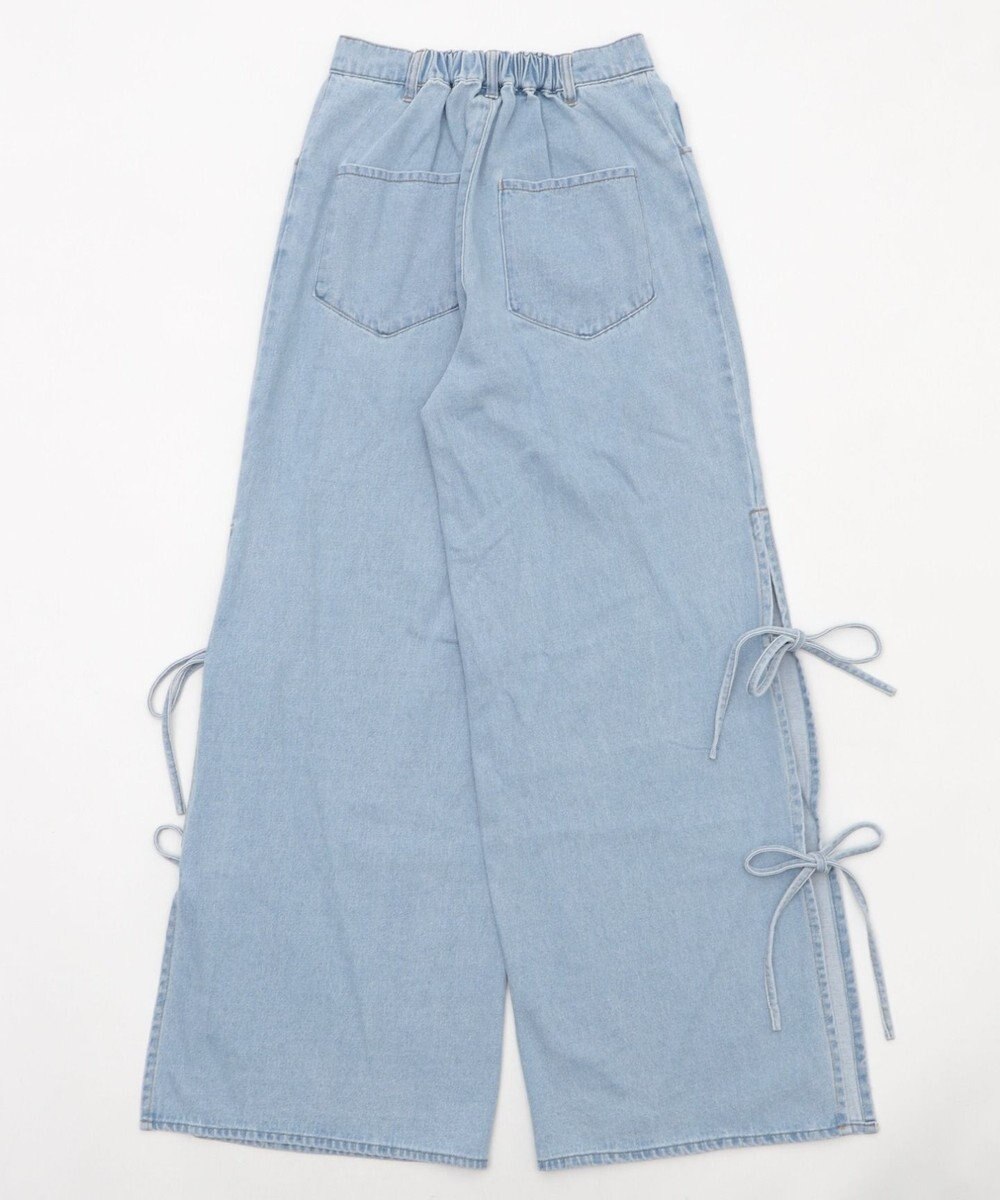 WEGO 【ウエストゴム/楽ちん】サマーデニムサイドリボンパンツ 