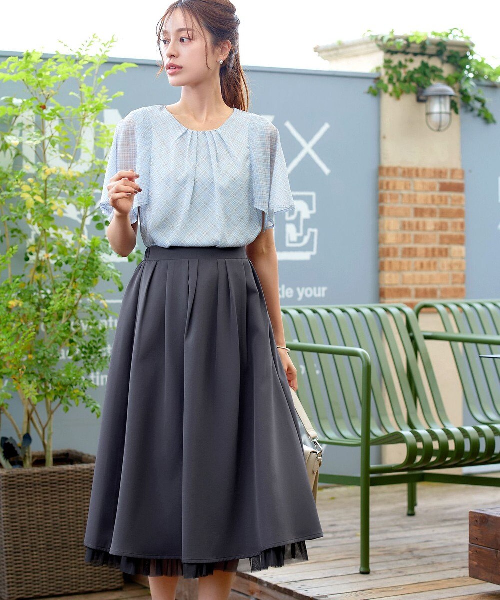 Tiaclasse 【洗える】レイヤードチュールフレアスカート 