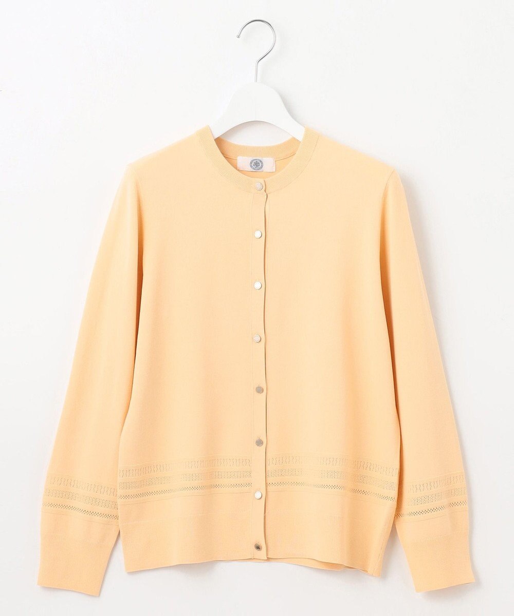 J.PRESS LADIES L 【洗える】レーヨンエリートストレッチ 編み柄 カーディガン 