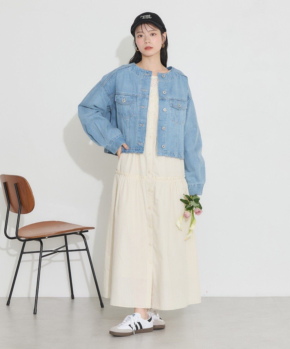 earth music&ecology ノーカラーデニムジャケット 