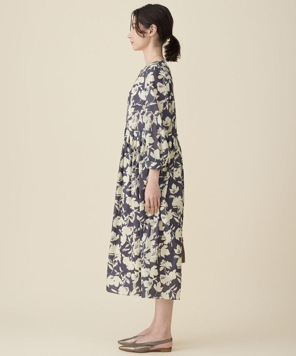 自由区 バイカラーフラワープリント ワンピース 