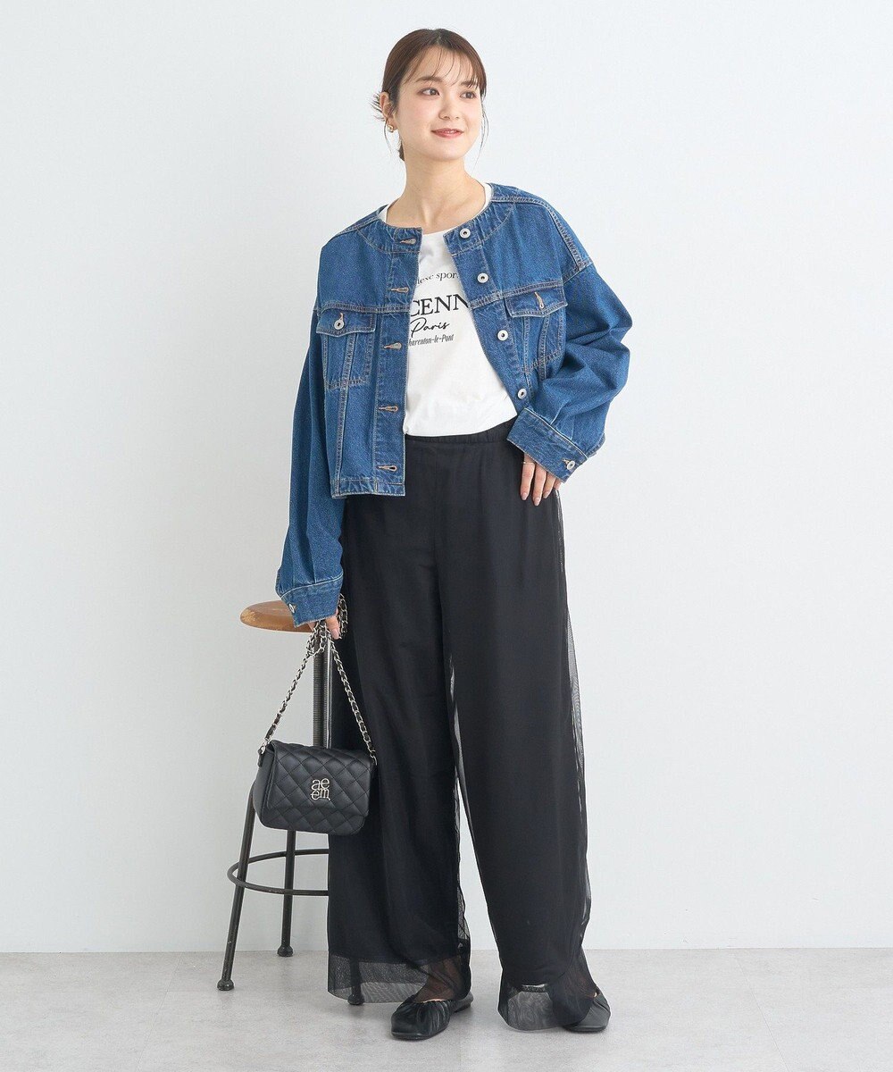 earth music&ecology ノーカラーデニムジャケット 