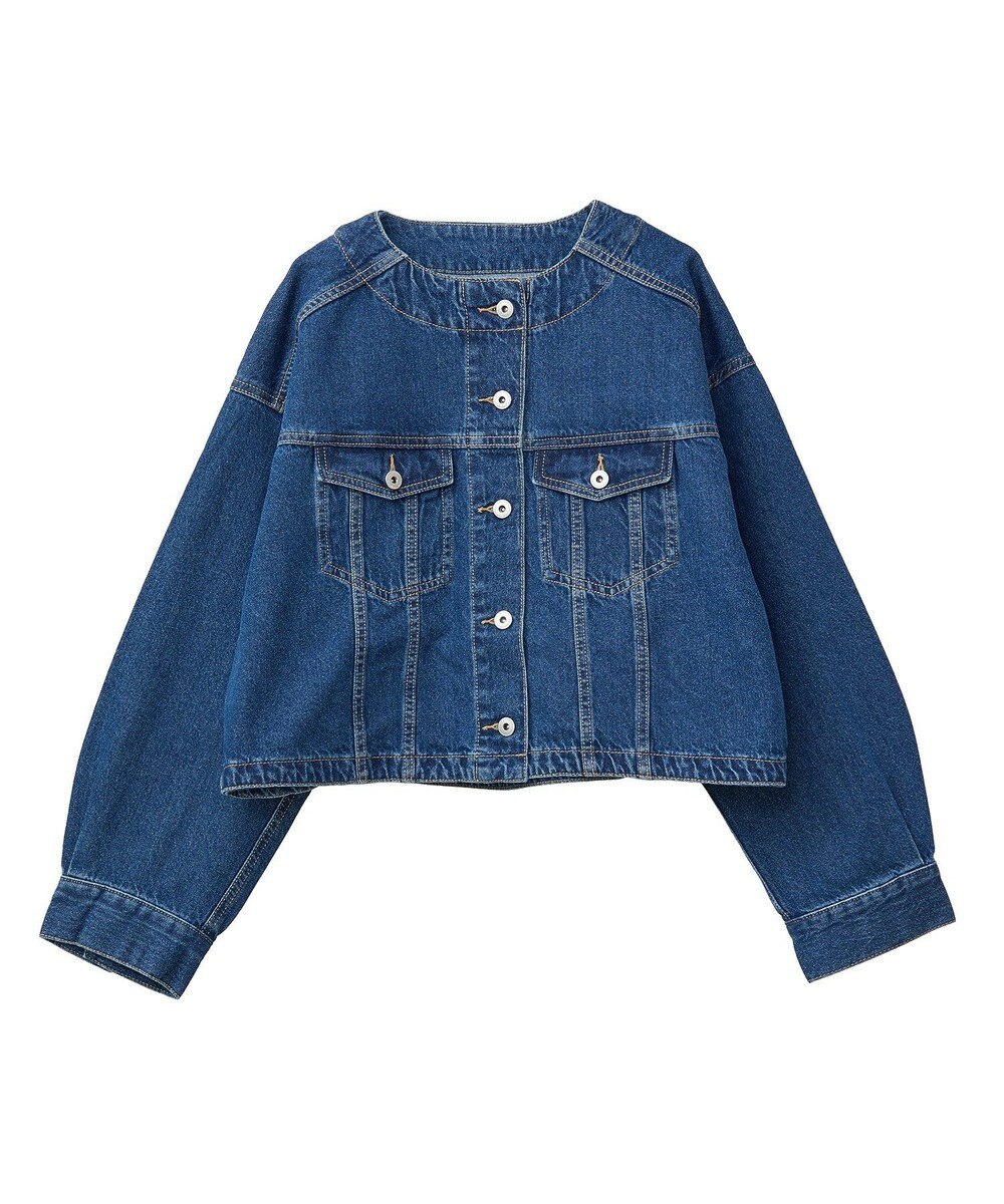 earth music&ecology ノーカラーデニムジャケット 