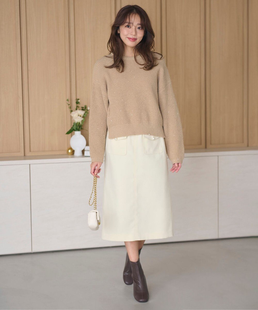 Feroux 【洗える】スパンコール プルオーバーニット 