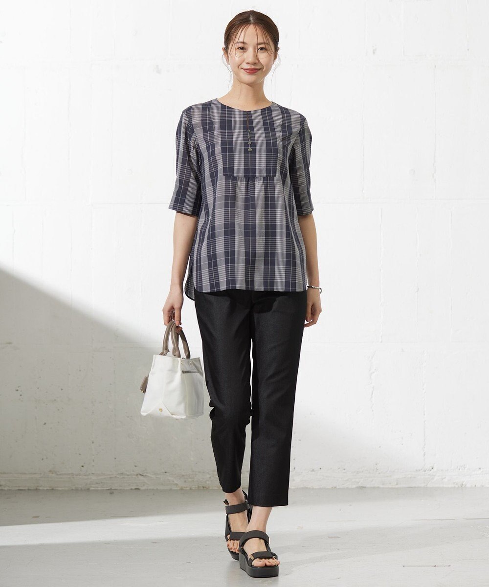 J.PRESS LADIES L 【洗える】シャンブレーサテン テーパード パンツ 