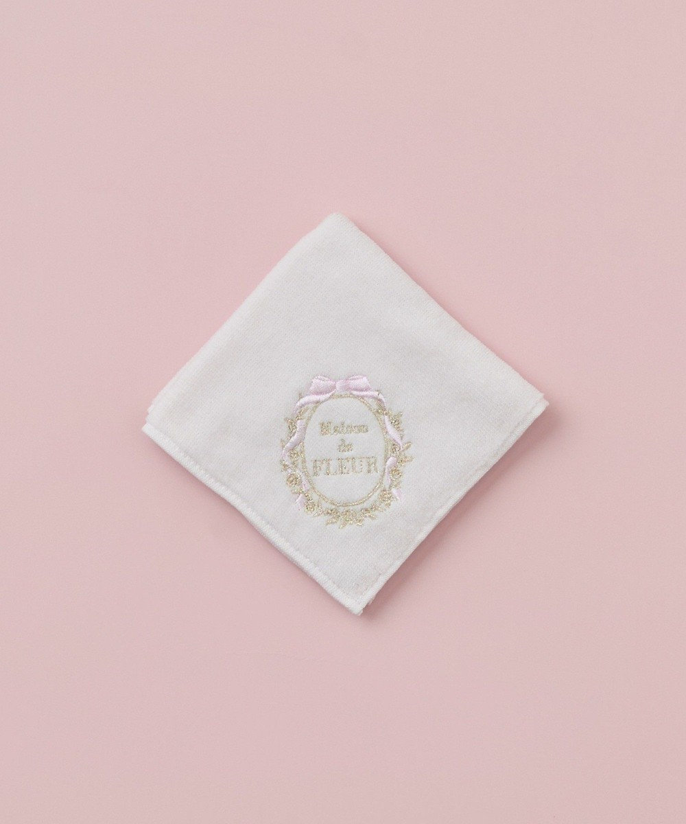 Maison de FLEUR リボンフレーム刺繍タオルハンカチ 