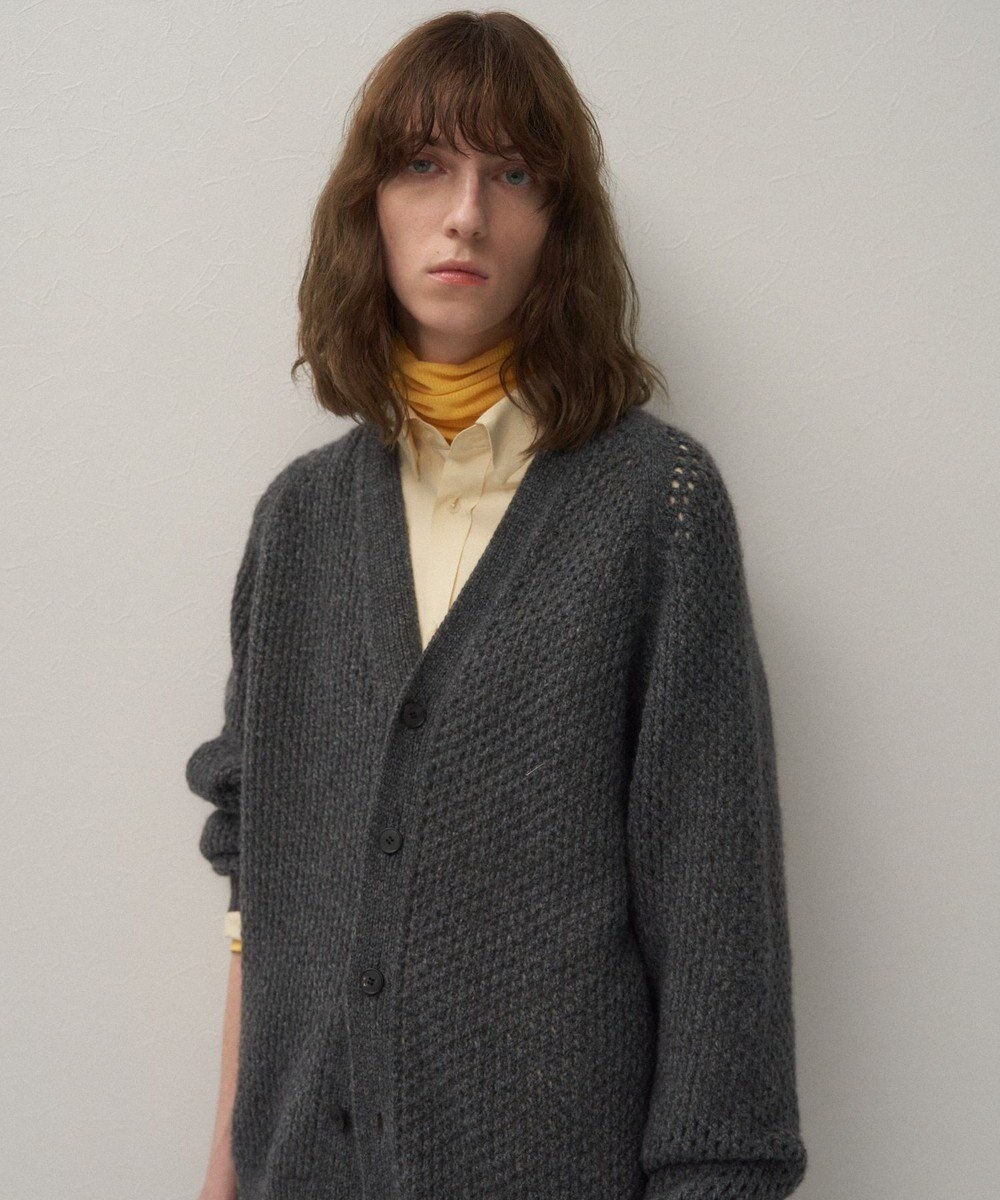 ATON WOOL CASHMERE ALPACA | メッシュＶネックカーディガン 